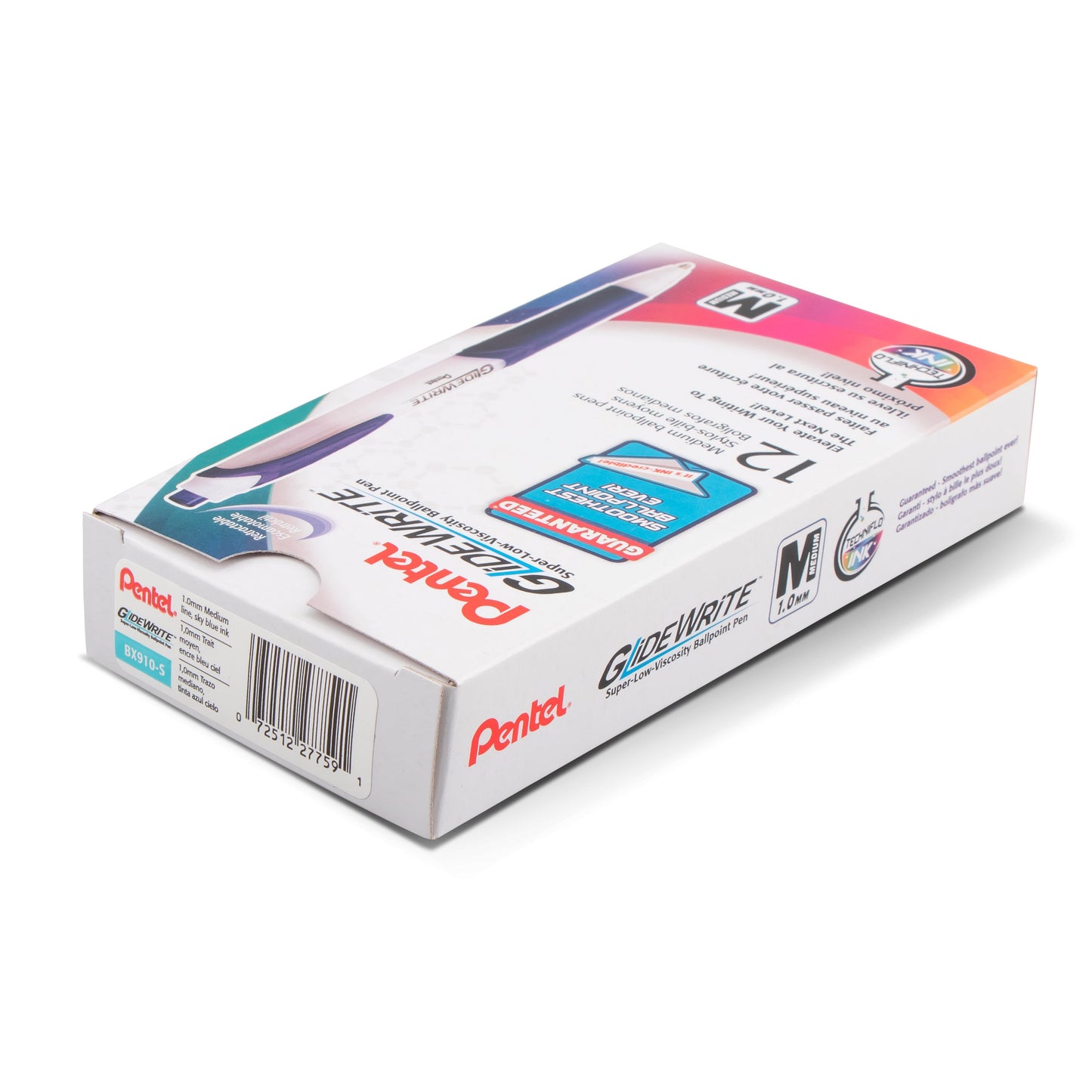 GlideWrite Ballpoint Pen with TechniFlo Ink, (1.0mm) Medium Line, Sky Blue (BX910-S)
