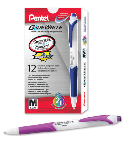 GlideWrite Ballpoint Pen with TechniFlo Ink, (1.0mm) Medium Line, Magenta Ink (BX910-V4)