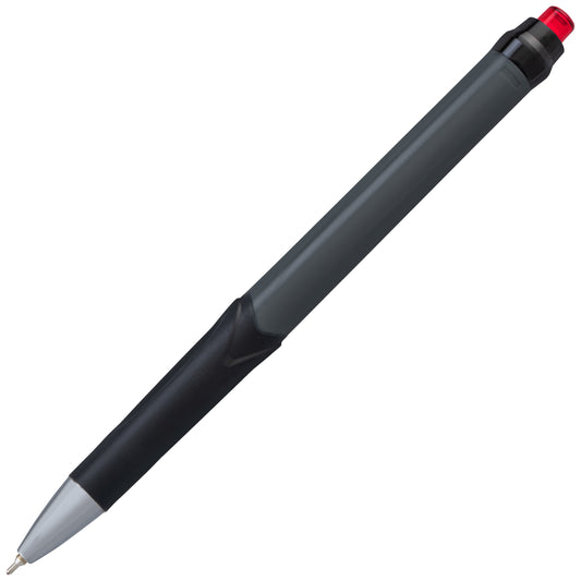 GlideWrite Gun Metal Barrel Ballpoint Pen, (0.7mm), Fine Line, Red Ink (BX927-B)