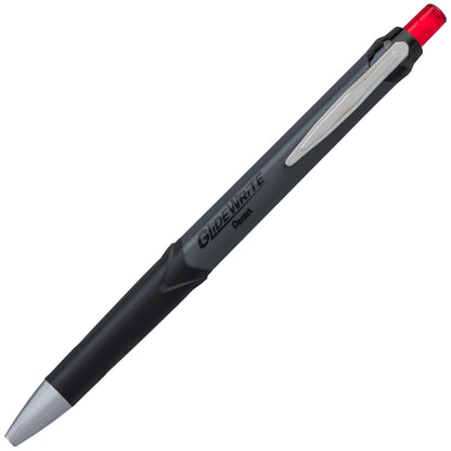 GlideWrite Gun Metal Barrel Ballpoint Pen, (0.7mm), Fine Line, Red Ink (BX927-B)