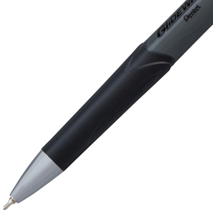 GlideWrite Gun Metal Barrel Ballpoint Pen, (0.7mm), Fine Line, Red Ink (BX927-B)