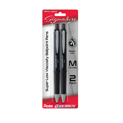 GlideWrite Signature Ballpoint Pen, (1.0mm) medium, black barrel,  Black Ink, 2-pk (BX930ABP2A)