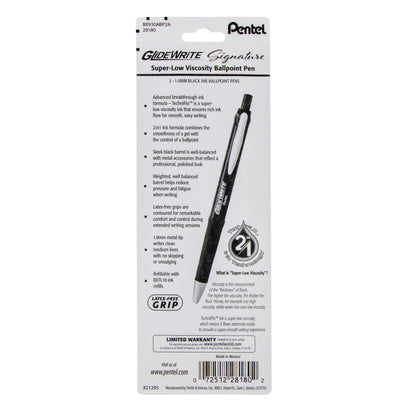 GlideWrite Signature Ballpoint Pen, (1.0mm) medium, black barrel,  Black Ink, 2-pk (BX930ABP2A)