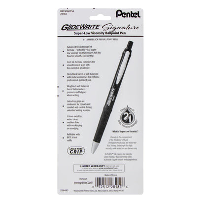 GlideWrite Signature Ballpoint Pen, (1.0mm) medium, black barrel, Black Ink, 3-pk (BX930ABP3A)