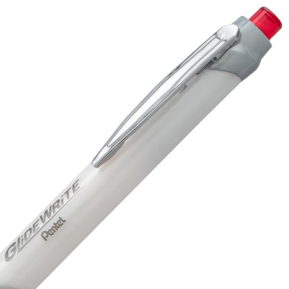 GlideWrite Signature Ballpoint Pen Pearl White Barrel, (1.0mm) Medium line, Red Ink (BX930W-B)
