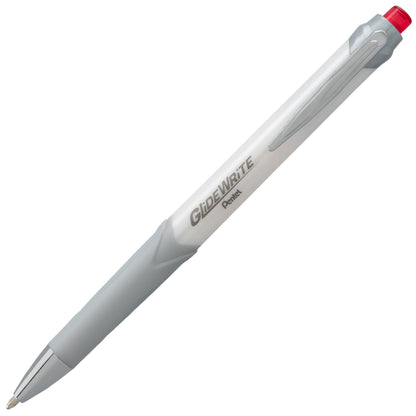 GlideWrite Signature Ballpoint Pen Pearl White Barrel, (1.0mm) Medium line, Red Ink (BX930W-B)