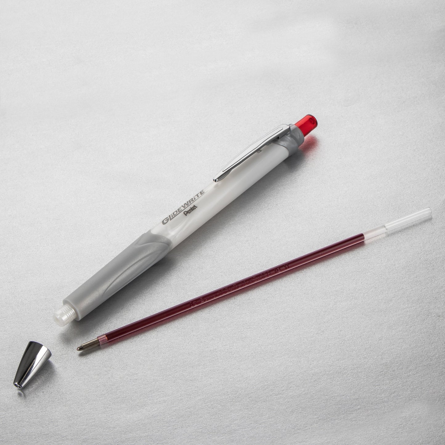 GlideWrite Signature Ballpoint Pen Pearl White Barrel, (1.0mm) Medium line, Red Ink (BX930W-B)