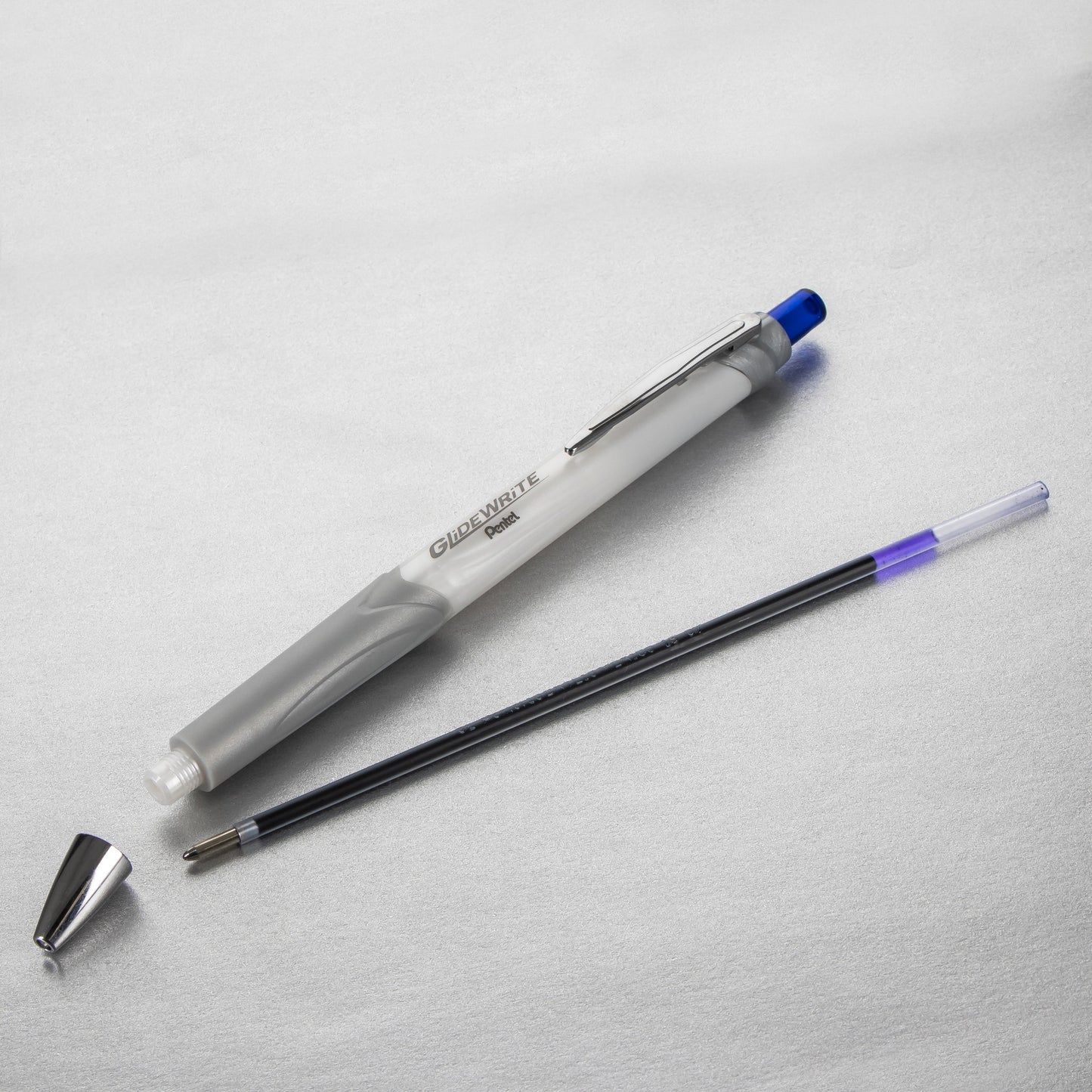 GlideWrite Signature Ballpoint Pen Pearl White Barrel, (1.0mm) Medium line, Blue Ink (BX930W-C)