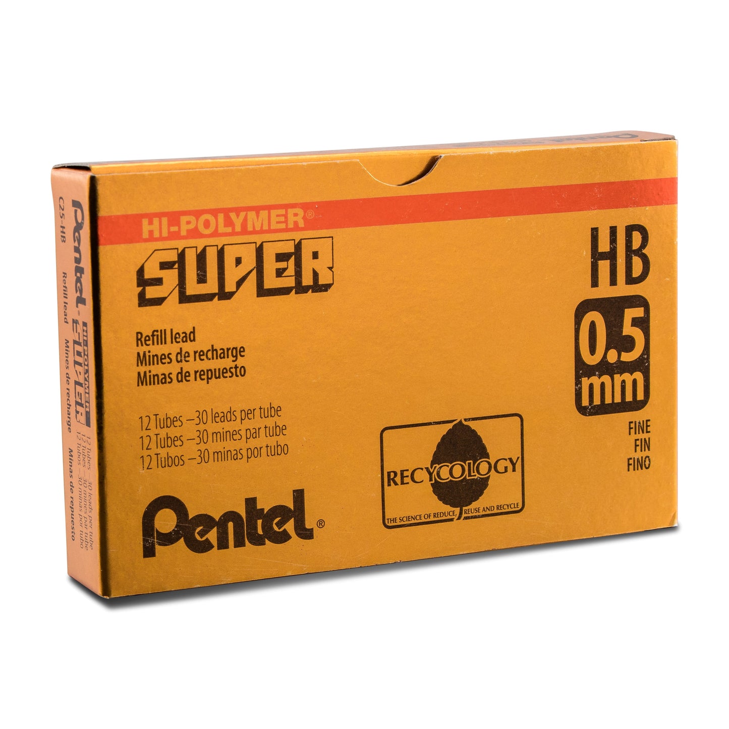 Super Hi-Polymer Lead Refill (0.5mm) Fine, HB, 30 pcs/Tube (C25-HB)