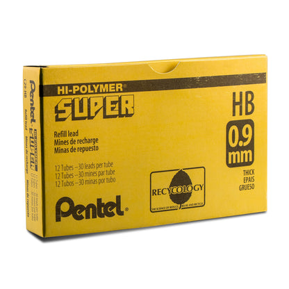 Super Hi-Polymer Lead Refill (0.9mm) Thick, HB, 30 pcs/Tube (C29-HB)