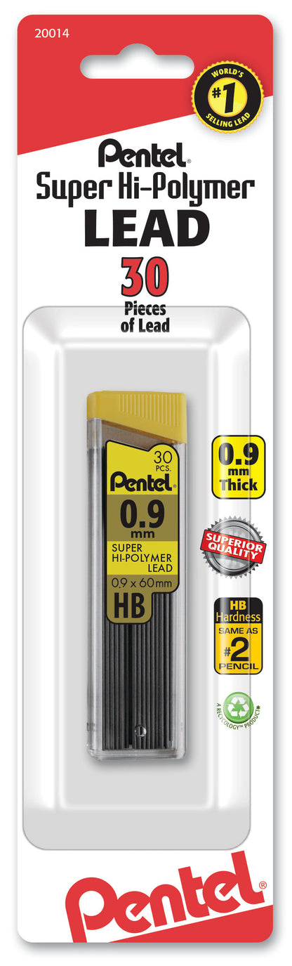 Super Hi-Polymer Lead Refill (0.9mm) Thick, HB, 30 pcs/Tube 1-Pk (C29BPHB)