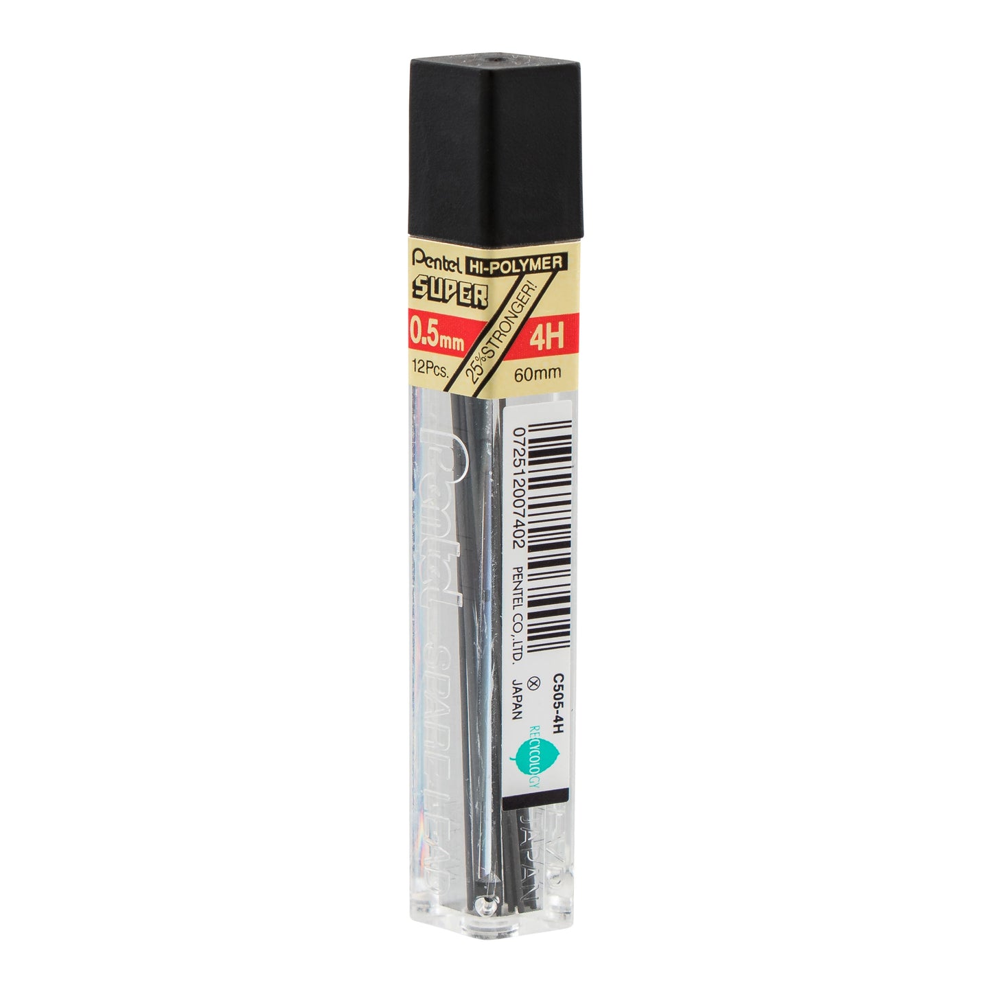 Super Hi-Polymer Lead Refill (0.5mm) Fine, 4H, 12 pcs/Tube (C505-4H)