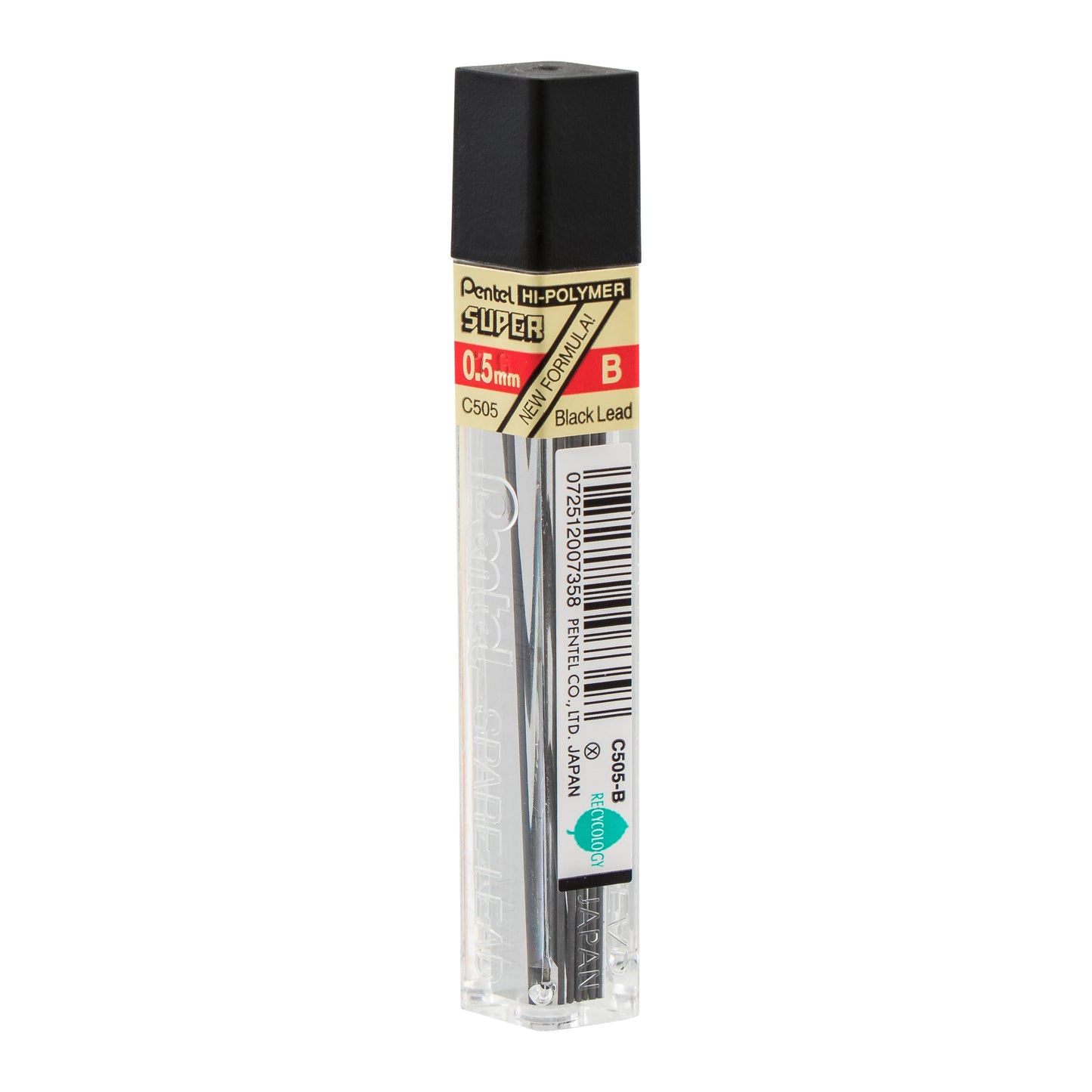 Super Hi-Polymer Lead Refill (0.5mm) Fine, B, 12 pcs/Tube (C505-B)