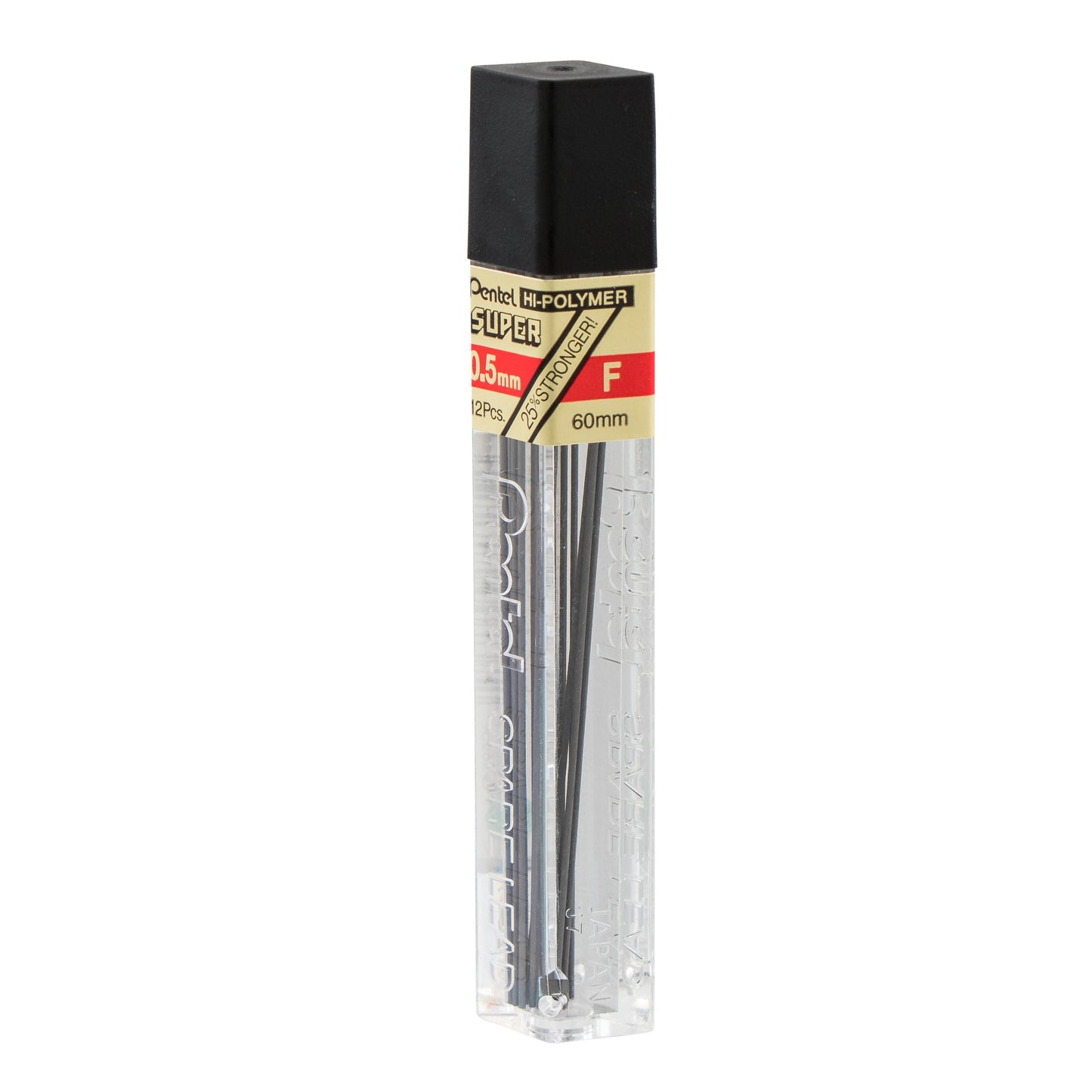 Super Hi-Polymer Lead Refill (0.5mm) Fine, F, 12 pcs/Tube (C505-F)