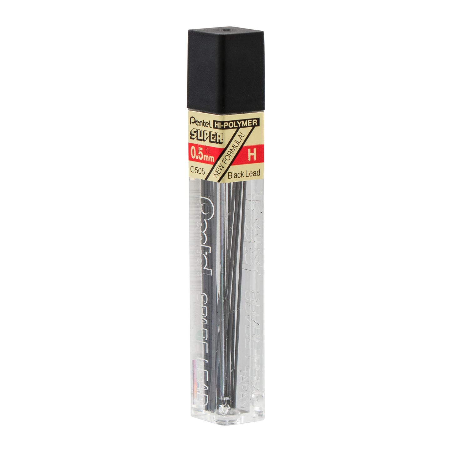 Super Hi-Polymer Lead Refill (0.5mm) Fine, H, 12 pcs/Tube (C505-H)