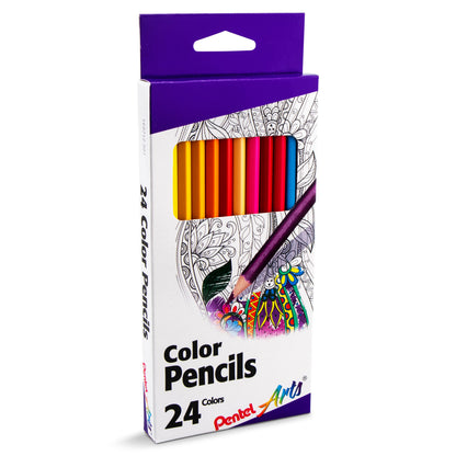 Pentel Arts Color Pencils - Assorted Colors, 24-Pk (CB8-24)