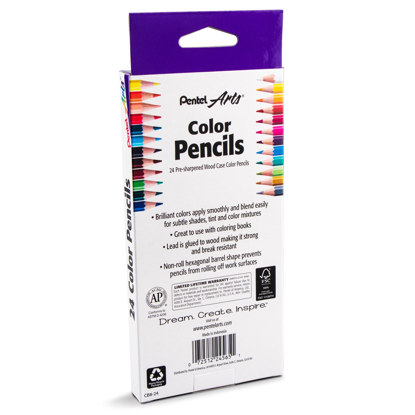 Pentel Arts Color Pencils - Assorted Colors, 24-Pk (CB8-24)