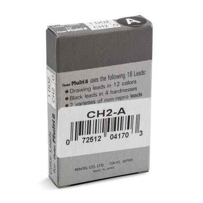 Pentel Arts 8 Colour Pencil Lead Refill (2.0mm),  Black, 2 pcs/Tube (CH2-A)