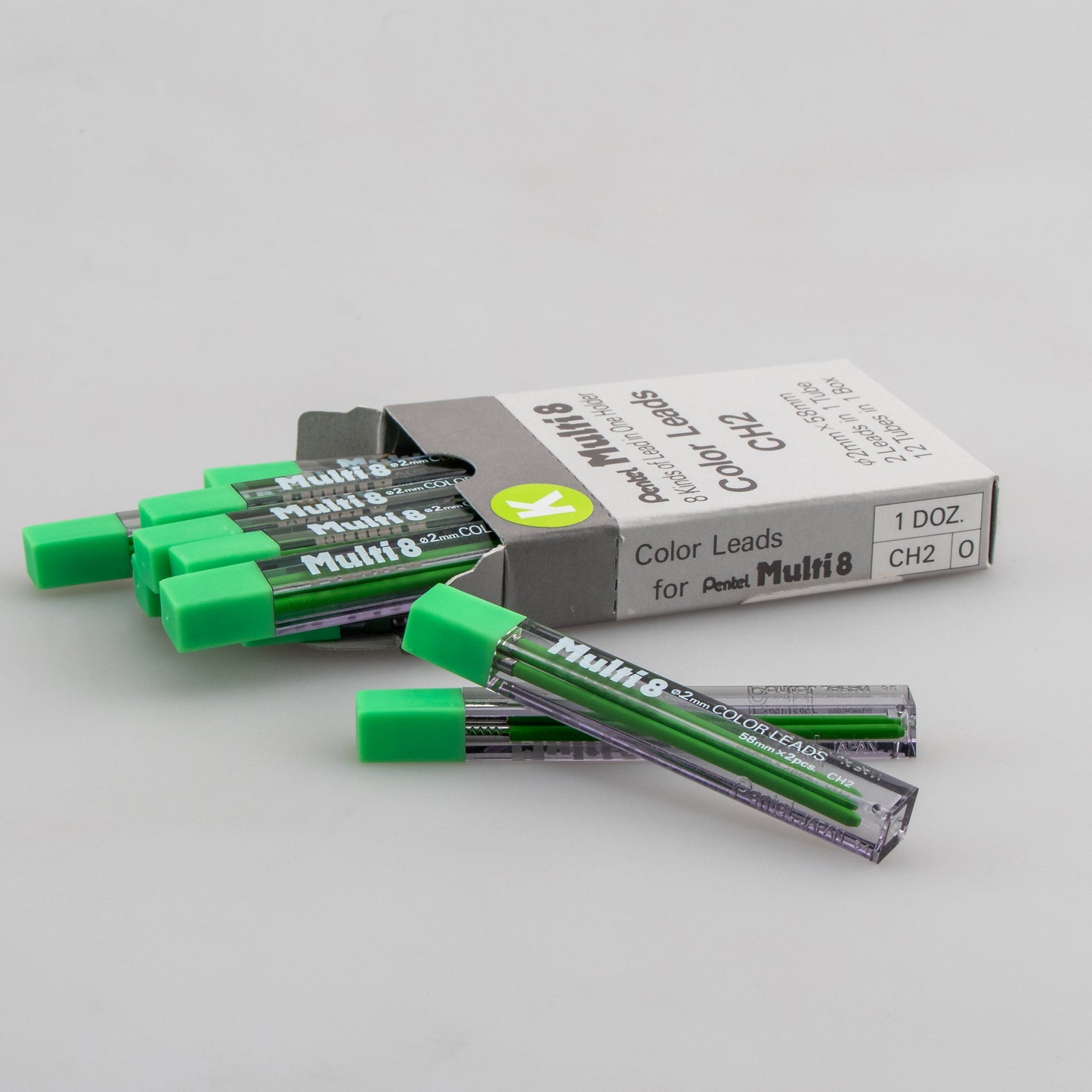 Pentel Arts 8 Colour Pencil Lead Refill (2.0mm), Lt. Green, 2 pcs/Tube (CH2-K)