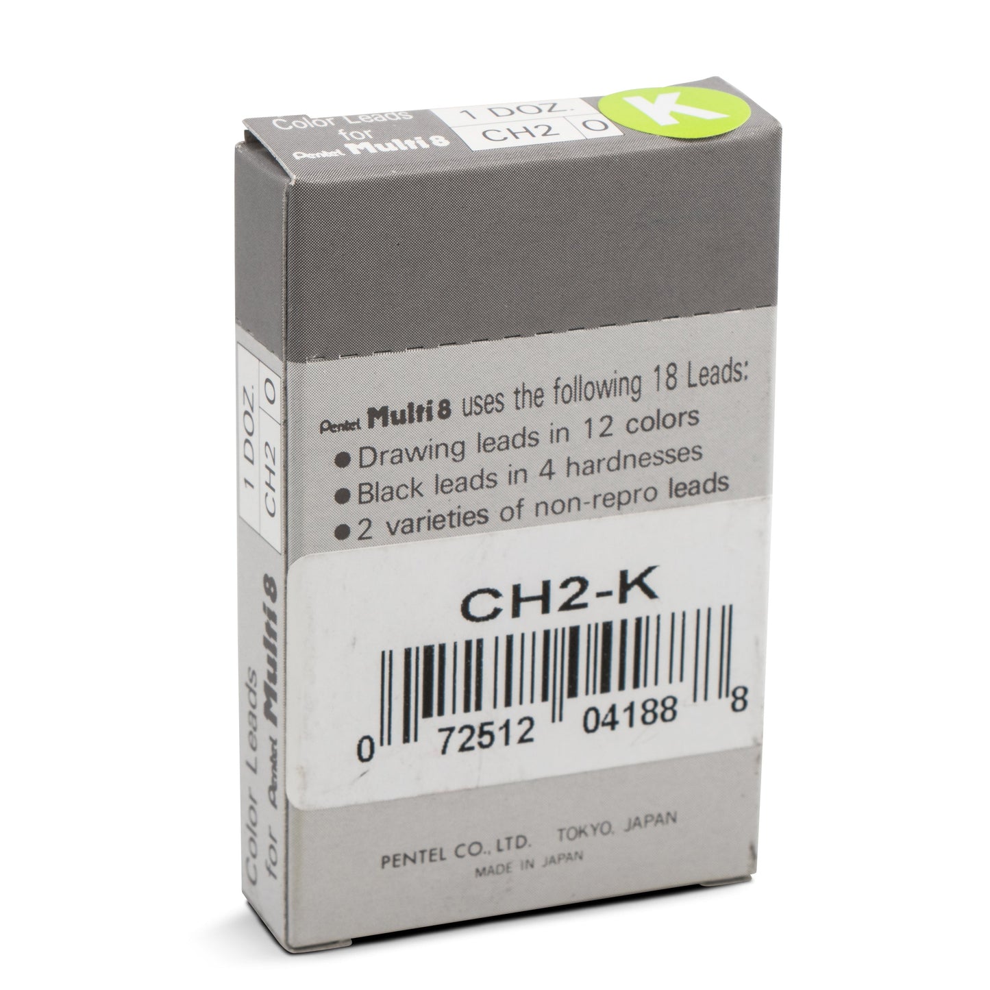 Pentel Arts 8 Colour Pencil Lead Refill (2.0mm), Lt. Green, 2 pcs/Tube (CH2-K)