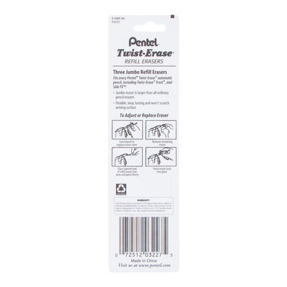 Refill Eraser For Pentel Twist-Erase Series Pencils 3 pcs/Box 1-Pk (E10BP-K6)