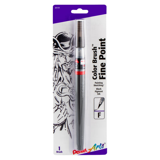 Pentel Arts Color Brush with Pigment Ink, Fine Tip, Black Ink 1-Pk (FP5FBPA)