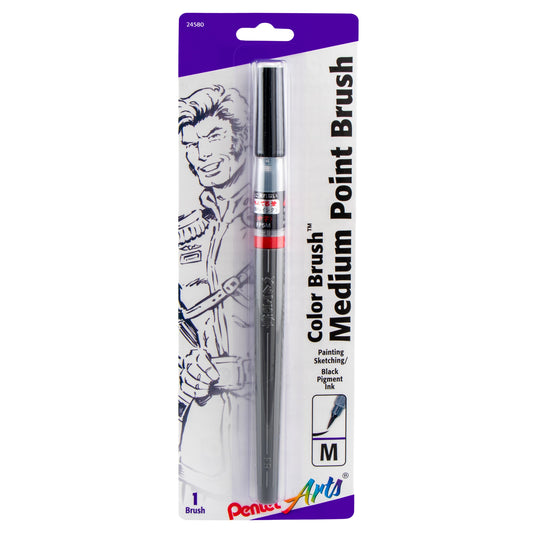 Pentel Arts Color Brush with Pigment Ink, Medium Tip, Black Ink 1-Pk (FP5MBPA)