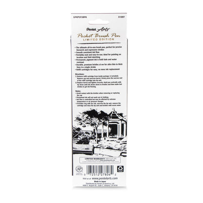Pentel Arts Limited Edition Pocket Brush, Mahogany Wrap (GFKP3F2BPA)