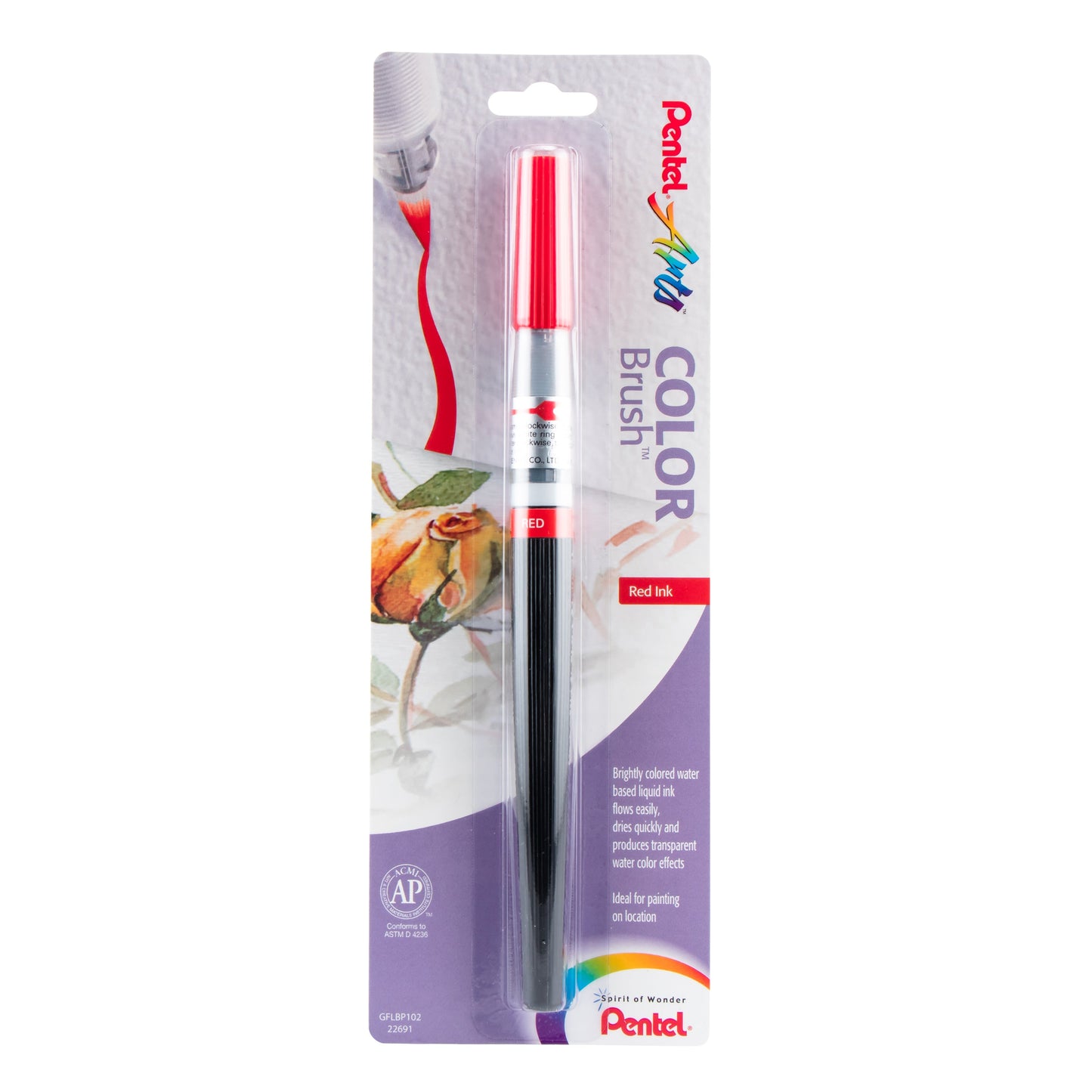 Pentel Arts Color Brush Red 1-Pk (GFLBP102)