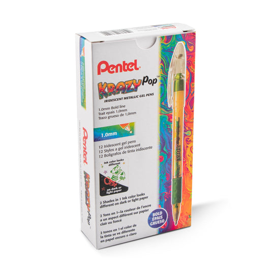 Krazy Pop Iridescent Gel Pen, (1.0mm) Bold line, Green & Metallic Red Ink (K91-DBD)