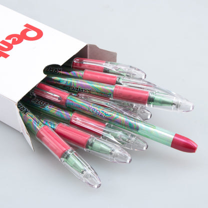 Krazy Pop Iridescent Gel Pen, (1.0mm) Bold line, Green & Metallic Red Ink (K91-DBD)