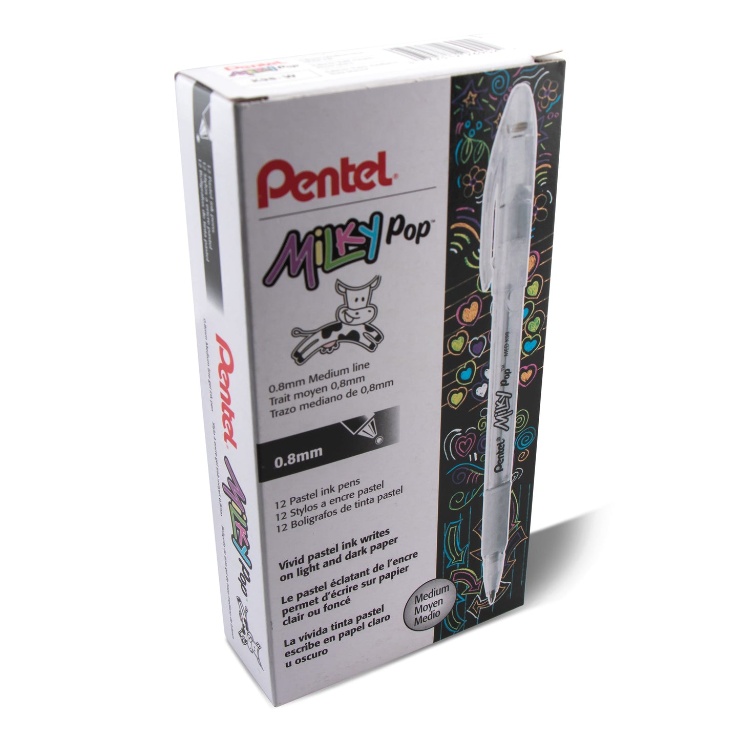 Milky Pop Pastel Gel Pen, (0.8mm) Medium Line, White Ink (K98-W)