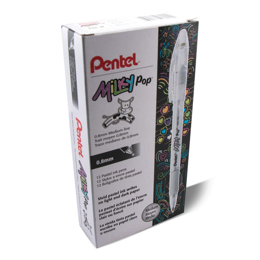 Milky Pop Pastel Gel Pen, (0.8mm) Medium Line, White Ink (K98-W)