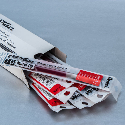 Pentel Refill Ink - For EnerGel Gel Pen 1.0mm Metal Tip, Bold, Red Ink (LR10-B), 48 Dozen