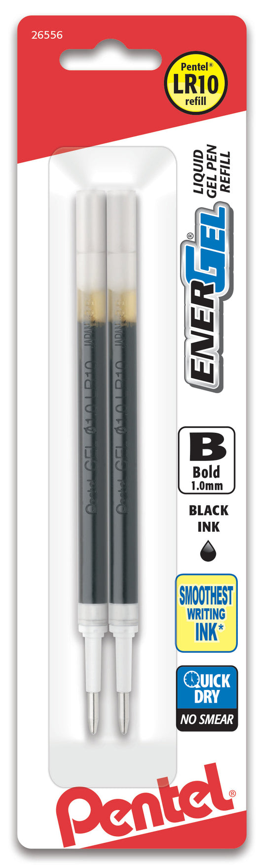 Refill Ink - For EnerGel Gel Pen 1.0mm Metal Tip, Bold, Black Ink 2-Pk (LR10BP2A)