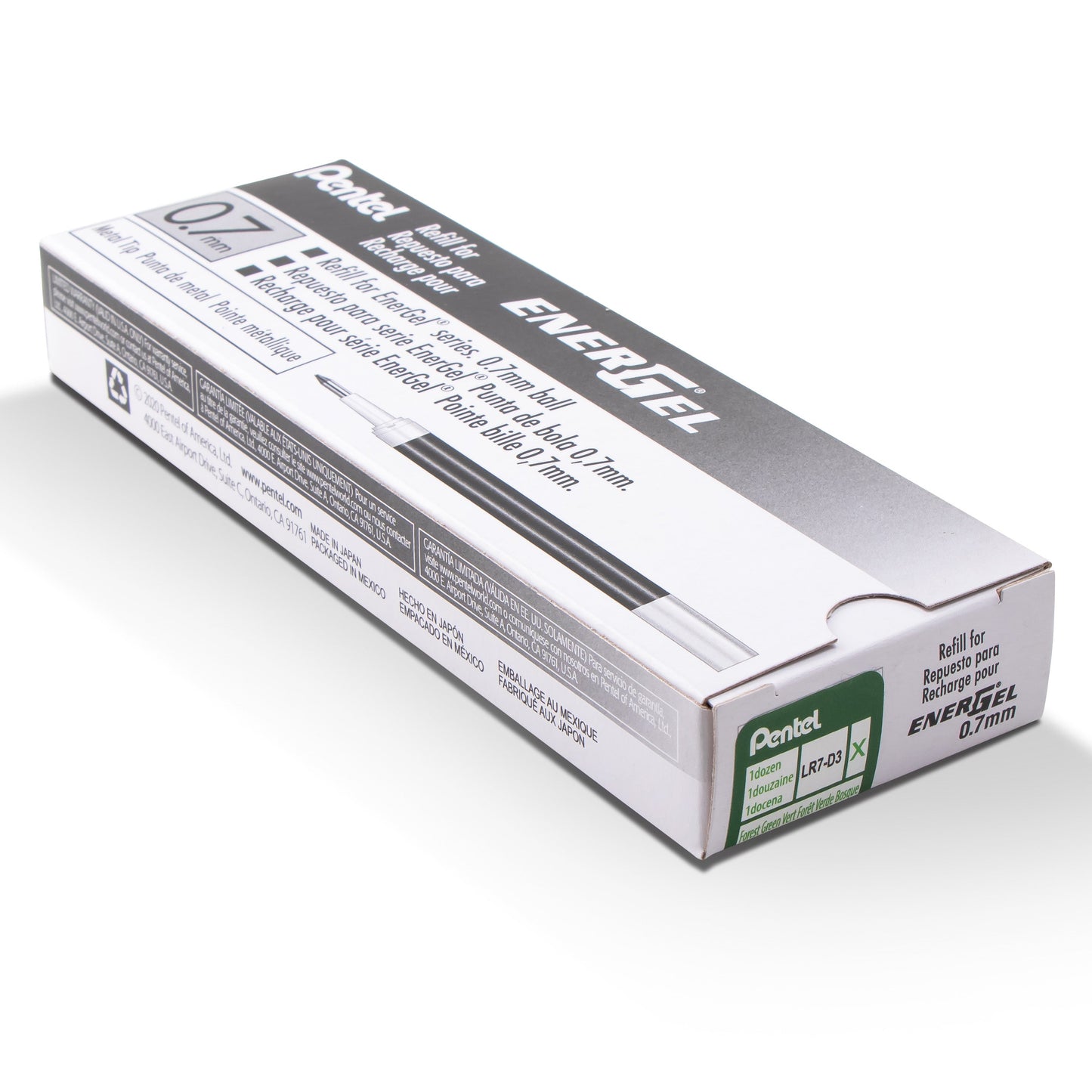 Refill Ink - For EnerGel Gel Pen, 0.7mm Metal Tip, Medium, Forest Green Ink (LR7-D3)