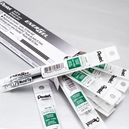 Refill Ink - For EnerGel Gel Pen, 0.7mm Metal Tip, Medium, Forest Green Ink (LR7-D3)