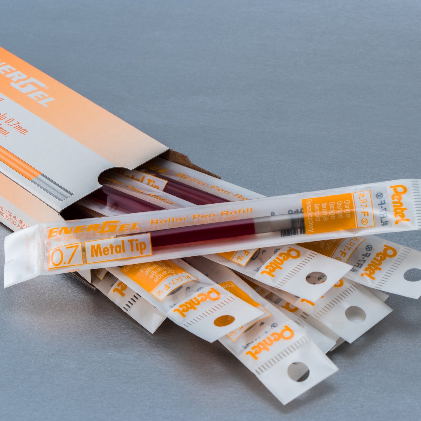 Refill Ink - For EnerGel Gel Pen, 0.7mm Metal Tip, Medium, Orange Ink (LR7-F)