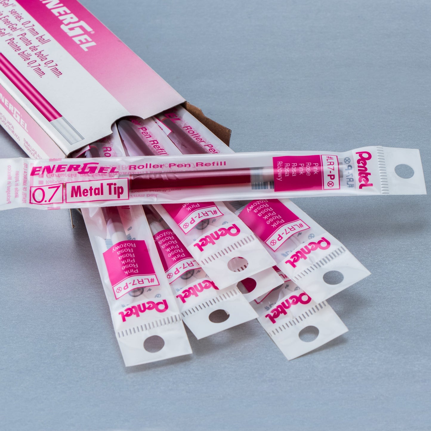 Refill Ink - For EnerGel Gel Pen, 0.7mm Metal Tip, Medium, Pink Ink (LR7-P)