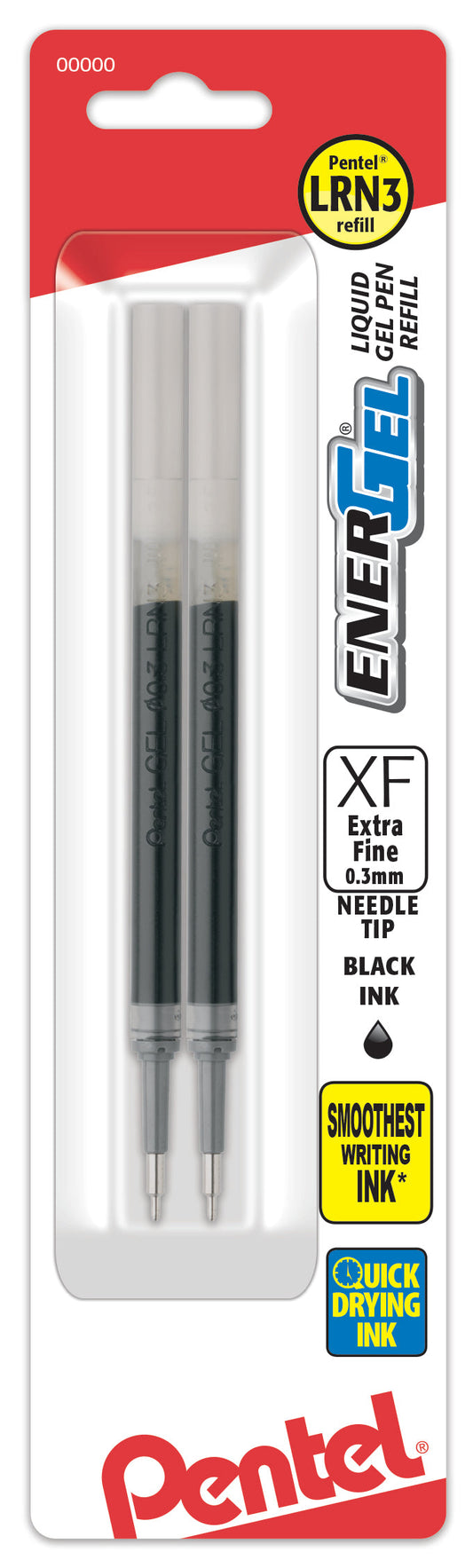 Refill Ink - For EnerGel RTX Retractable Liquid Gel Pen, (0.3mm) Extra Fine Line, Needle Tip, 2-Pk Black Ink (LRN3BP2A)