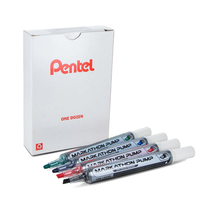 Markathon Pump Dry Erase Marker, Chisel Tip, Assorted Ink (3/A,3/B,3/C,3/D), Mixed OS (MWL6SX-12M)