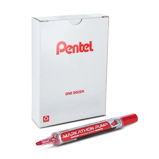 Markathon Pump Permanent Marker, Chisel Tip, Red Ink (NLF60X-B)