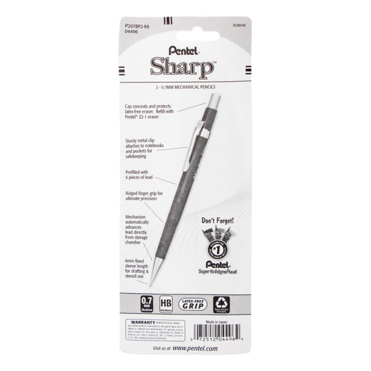 Pentel Sharp Mechanical Pencil (0.7mm) 2-Pk (P207BP2-K6)