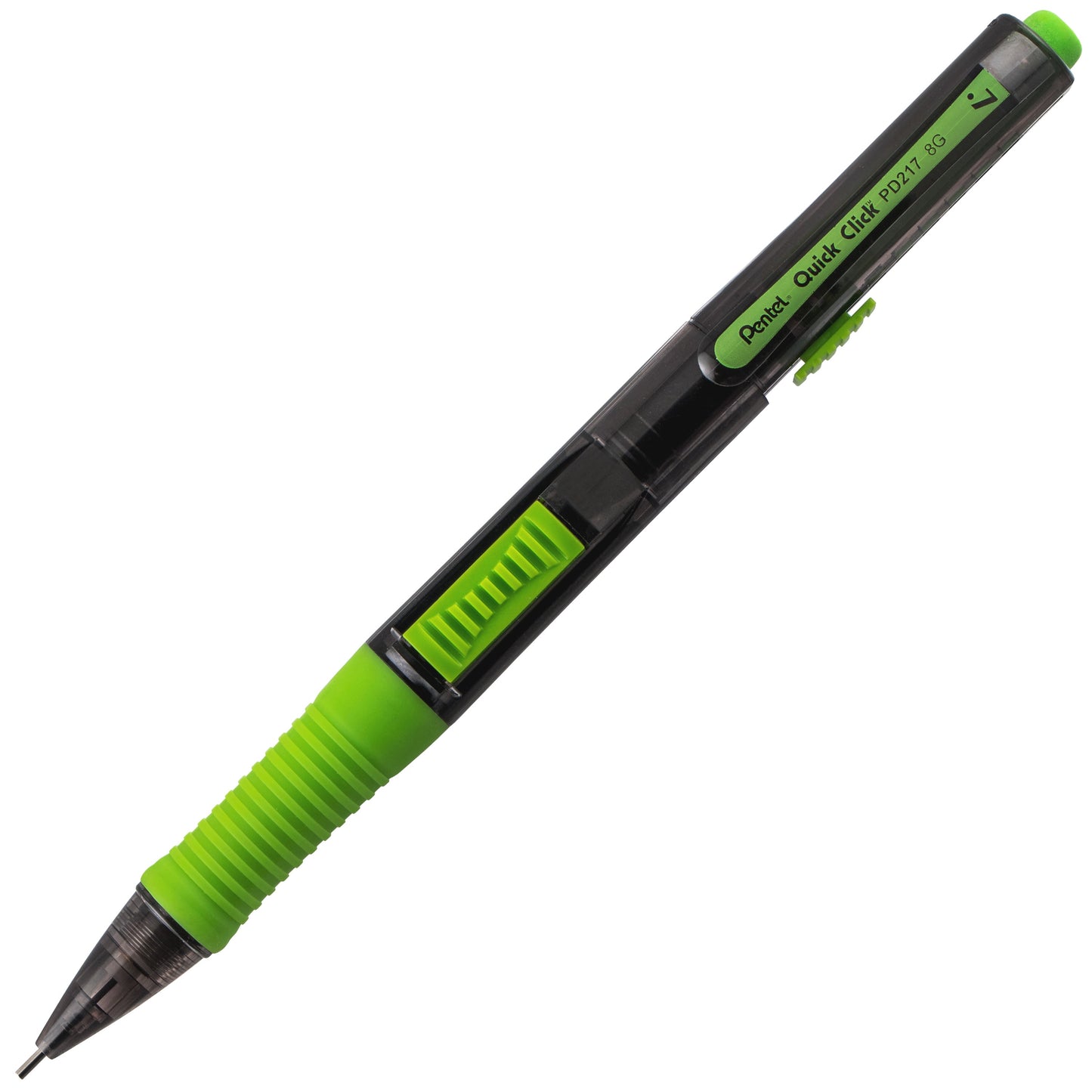 QUICK CLICK POP Mechanical Pencil, (0.7mm) Medium 2B Lead, Black Barrel w/Green Trim (PD217AK)