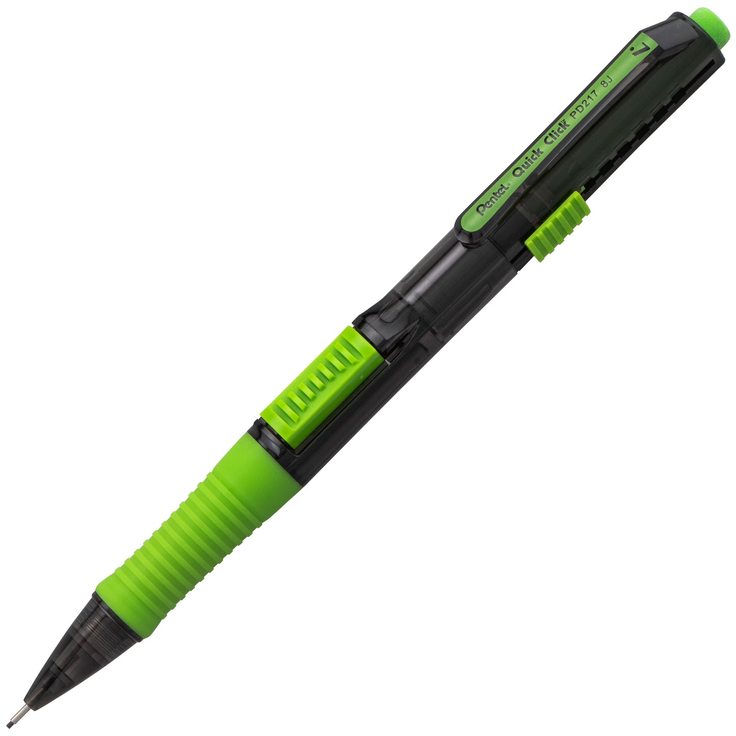 QUICK CLICK POP Mechanical Pencil, (0.7mm) Medium 2B Lead, Black Barrel w/Green Trim (PD217AK)