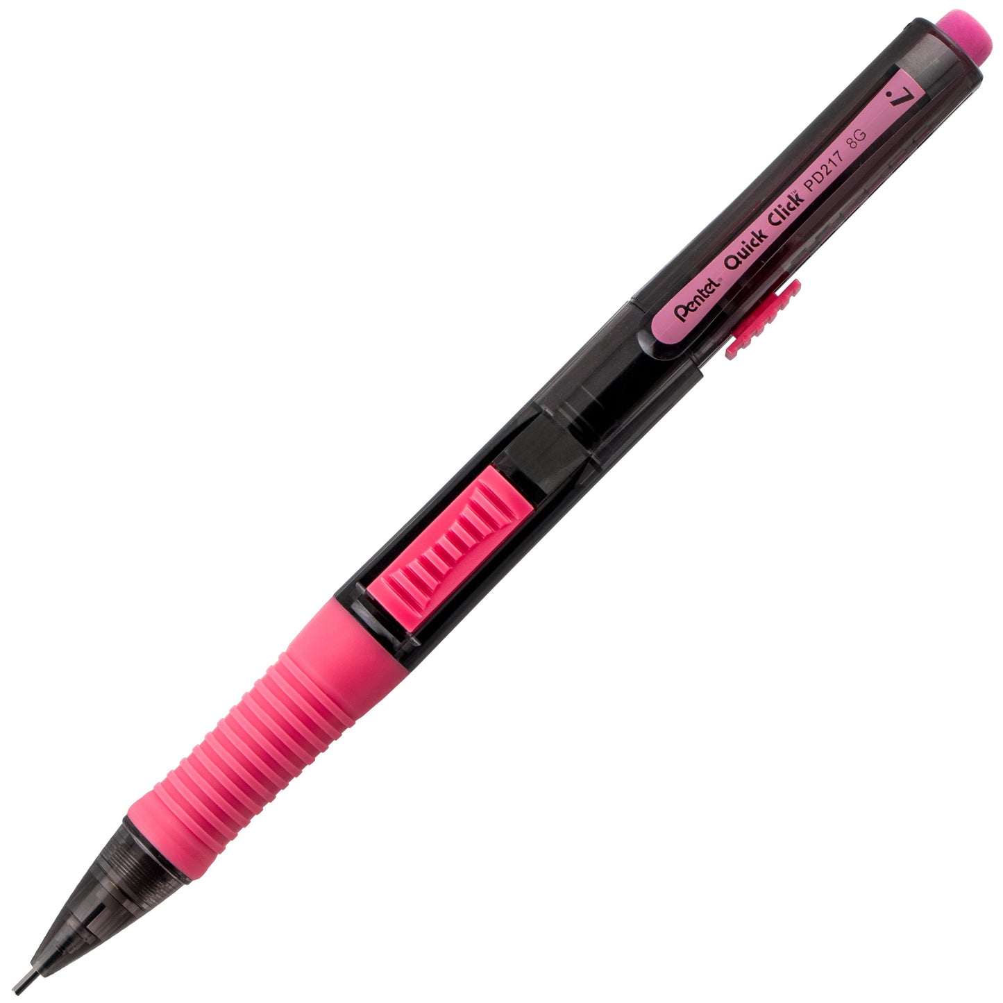 QUICK CLICK POP Mechanical Pencil, (0.7mm) Medium 2B Lead, Black Barrel w/Pink Trim (PD217AP)