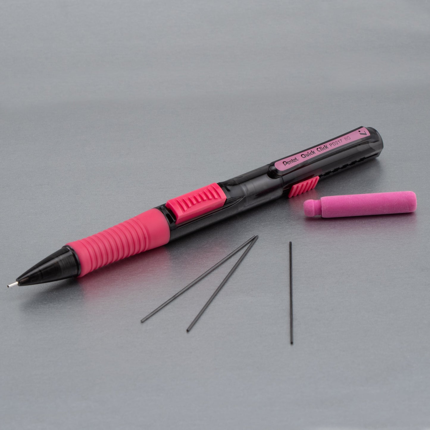 QUICK CLICK POP Mechanical Pencil, (0.7mm) Medium 2B Lead, Black Barrel w/Pink Trim (PD217AP)