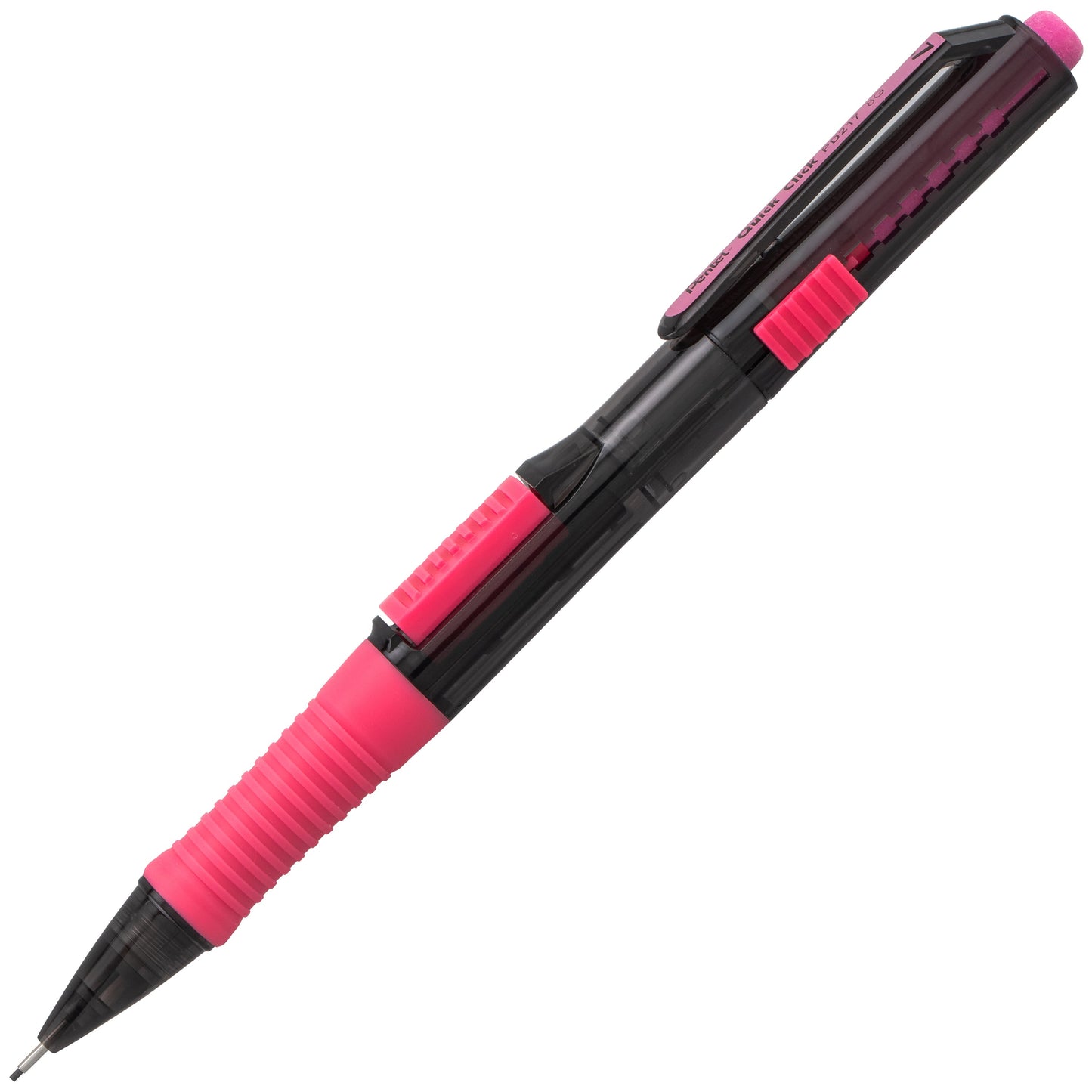 QUICK CLICK POP Mechanical Pencil, (0.7mm) Medium 2B Lead, Black Barrel w/Pink Trim (PD217AP)