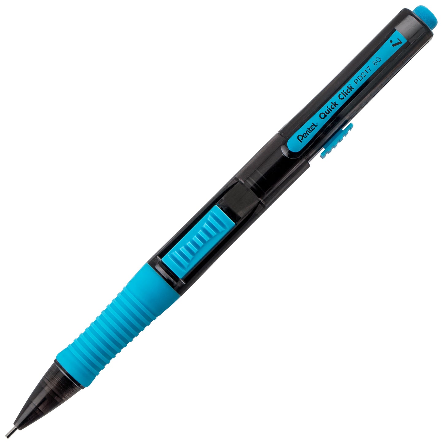 QUICK CLICK POP Mechanical Pencil, (0.7mm) Medium 2B Lead, Black Barrel w/Sky Blue Trim (PD217AS)