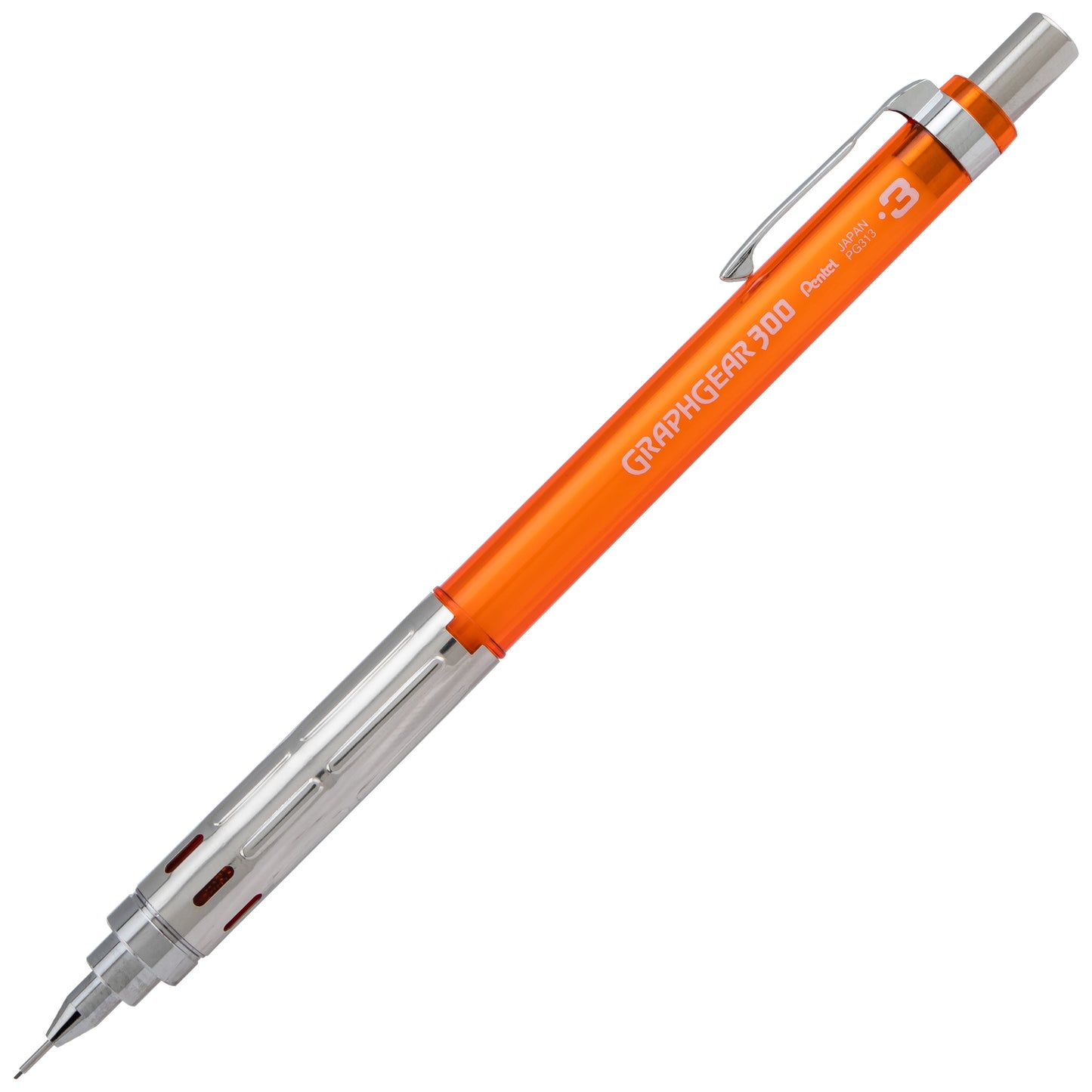 GraphGear 300 Mechanical Pencil, (0.3mm) Extra-fine line, Orange Barrel (PG313TF)